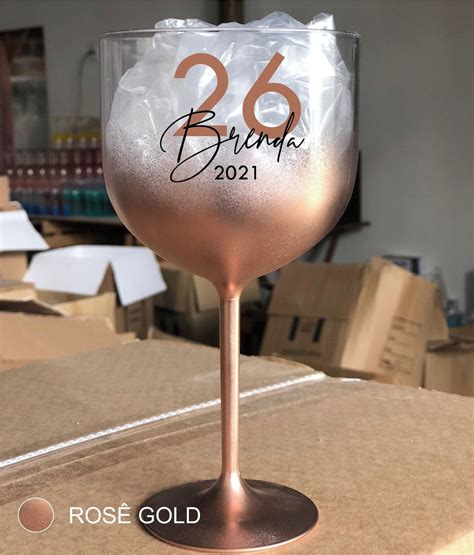 Taças de gin rose gold 580 ml degradê personalizadas Elo7