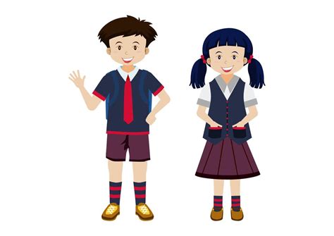 Vector illustration of student boy and student girl with school suit ...