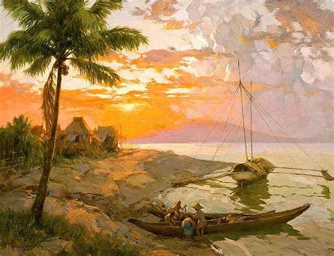 Fernando Amorsolo View of Bataan from Manila Bay Filipino Art, Filipino ...