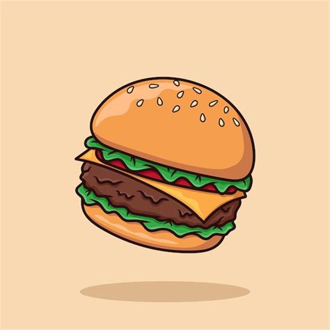 Premium Vector Cheese Burger Cartoon Vector Illustration