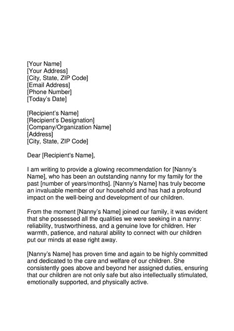 Nanny Reference Letter Forms Docs 2023