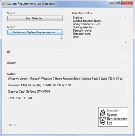 System Requirements Lab Detection Other