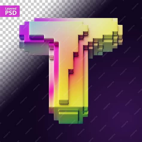 Premium Psd 3d Letter Made Of Colorful Pixels