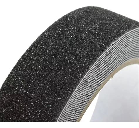 Cinta Adhesiva Antideslizante Negra 50mm X 5mts Pisos Color Negro