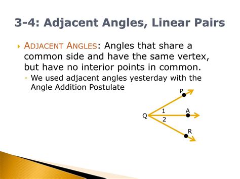 Ppt 3 4 Adjacent Angles And Linear Pairs Of Angles Powerpoint