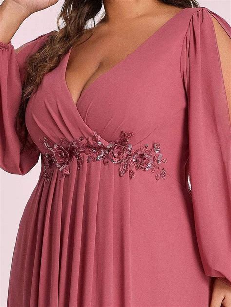 Plus Size Long Appliqued Lantern Sleeves Evening Dress Ever Pretty Us Plus Size Party