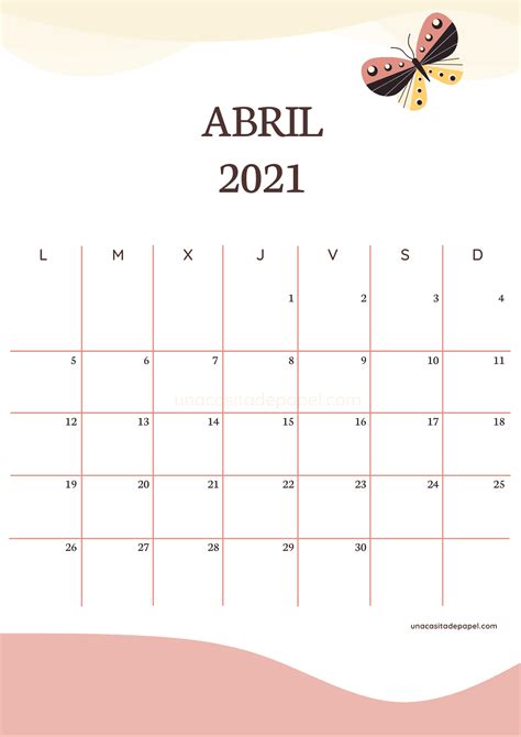 Calendarios Abril 2023 ️ Para Imprimir Gratis