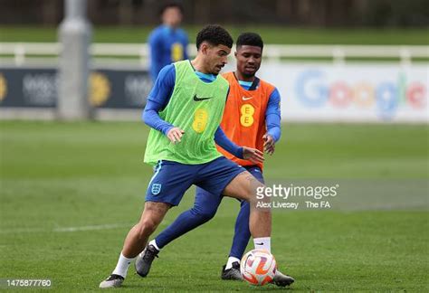 Morgan Gibbs-White of England during a England U21 training session ...