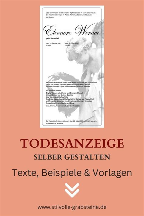 Stilvolle Todesanzeigen Traueranzeigen gestalten 20 Sprüche Texte