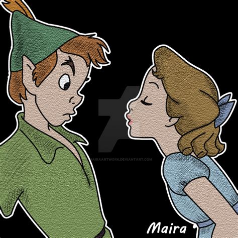 Peter Pan and Wendy Kiss by MairaArtwork on DeviantArt