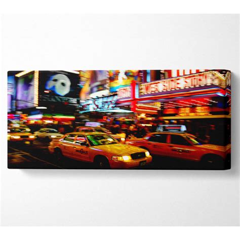 Ebern Designs New York City Broadway Cabs Wrapped Canvas Print