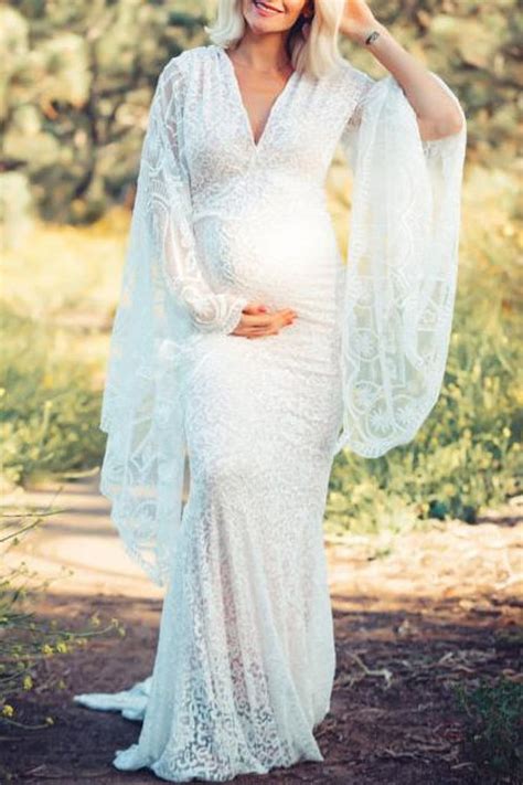 White Lace Mermaid Maternity Photoshoot Dress Glamix Maternity