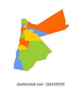 Jordan Political Map Administrative Divisions Governorates Stock Vector ...