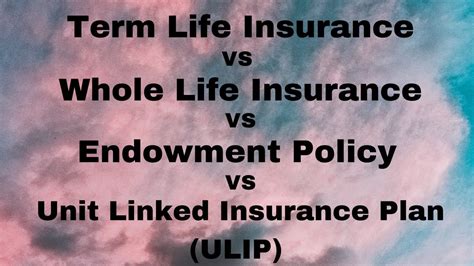 Term Life Insurance Vs Whole Life Insurance Vs Endowment Policy Vs Ulip