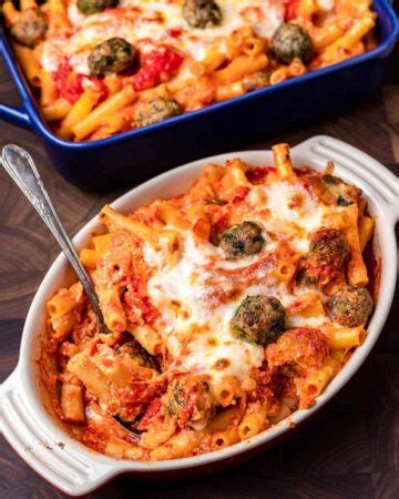 Baked Ziti with Meatballs - Sip and Feast