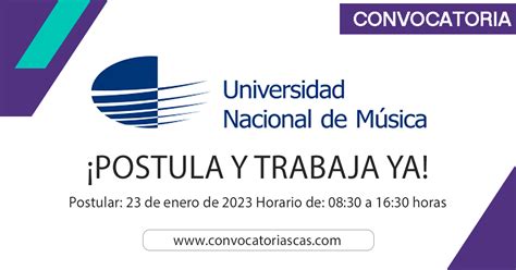 Convocatoria Universidad Nacional De M Sica Cas Plazas