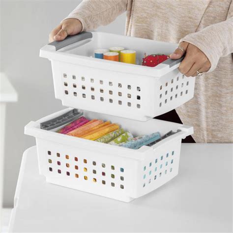 Sterilite 1660 Small Stacking Basket White 16608008