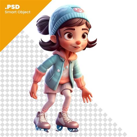 Plantilla Psd De Renderizado D De Una Ni A Patinando Sobre Patines De