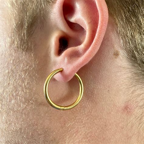 Mens Silver Large Hoop Earrings Gold Hoop Earrings 20mm Mens Etsy