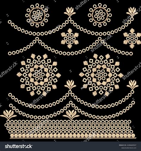 Beautiful Lace Border Embroidery Design Digital Stock Illustration ...