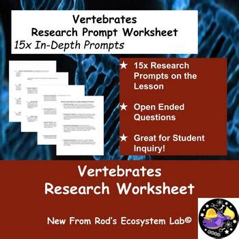 Vertebrates Research Prompt Worksheet Editable By Rod S Ecosystem Lab