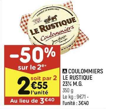 Promo Coulommiers Le Rustique M G Chez Leader Price