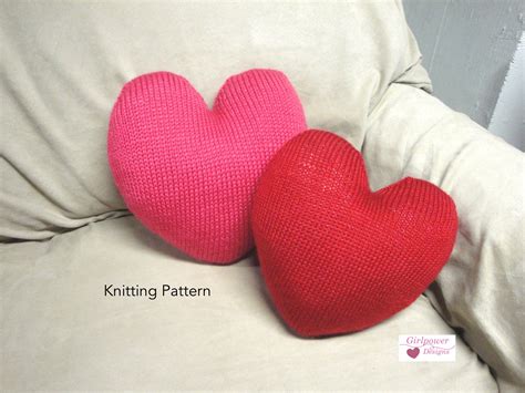 Sweet Heart Pillow Knit Pattern Heart Shaped Cushion Throw Etsy