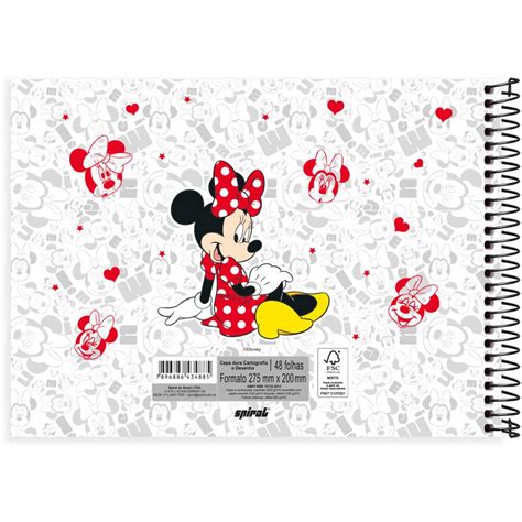 Caderno Cartografia E Desenho Capa Dura Folhas Disney Minnie