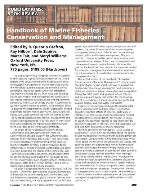 (PDF) Book Review: Handbook of Marine Fisheries Conservation and Management