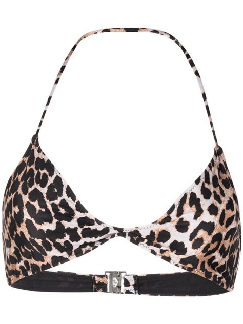 Buy GANNI Leopard Print Twisted Bikini Top At 50 Off Editorialist