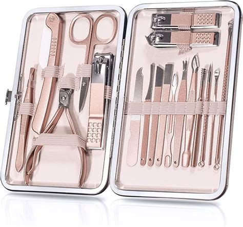 Owill Manicure Set 18pcs Nail Clippers Pedicure Kit With Pu Leather