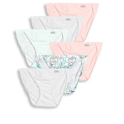 Jockey Women S Elance String Bikini 6 Pack 6 White Small Floral Expression Coral Mist