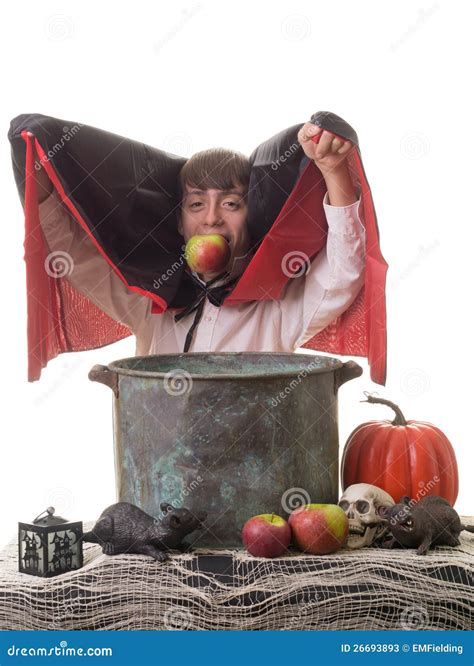 Successful Halloween Apple Bobbing Game Stock Image - Image of vampire ...