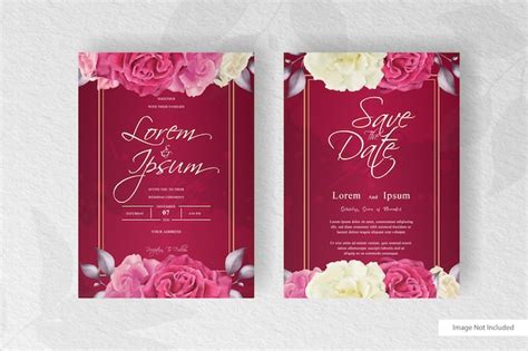 Premium Vector Watercolor Wedding Invitation Template With Colorful Floral