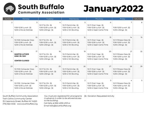 January Activities South Buffalo Community Association