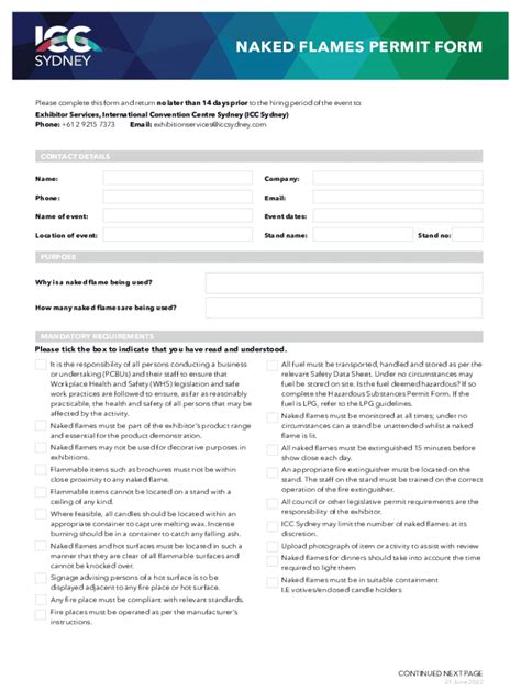 Fillable Online NAKED FLAMES PERMIT FORM Fax Email Print PdfFiller