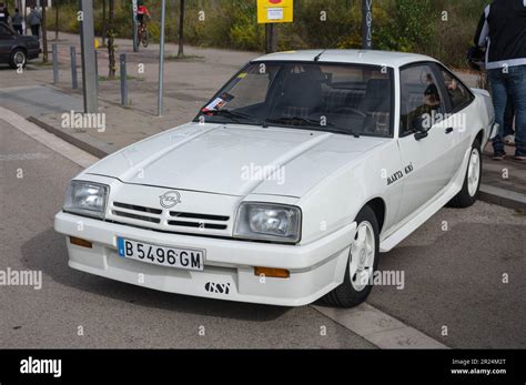 Front View Of A Classic White Opel Manta Gsi B2 Parked In The Street
