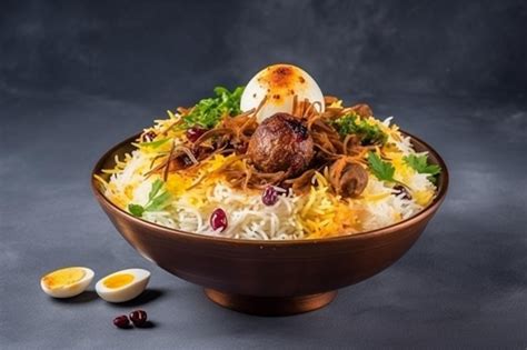 Premium Ai Image Indian Spicy Mutton Biryani With Raita And Gulab