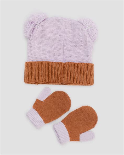 Riachuelo Kit Gorro Infantil De Tricot Bichinhos Par De Luvas Lil S