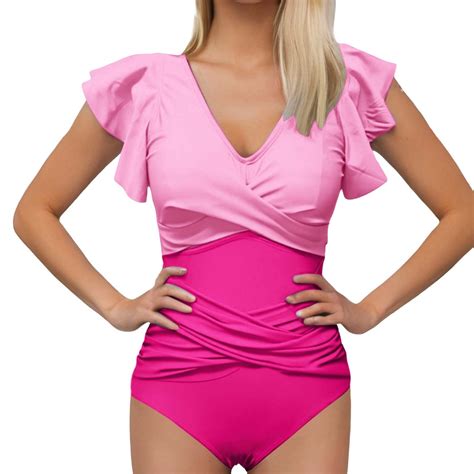 Ehrwe One Piece Swimsuit Women Women Retro Sexy High Waisted Bathing Suit Racerback Bikini