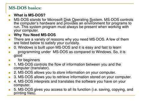 Ppt Operating Systems Continued Introduction To Ms Dos Powerpoint