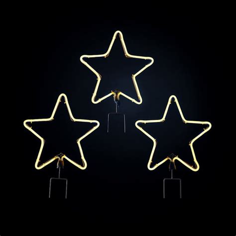 Neon Star LED Christmas Stake Lights - Pack of 3 | Homebase