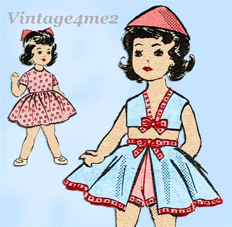 Marian Martin 9063 1950s Cute 20 Inch Doll Clothes Set Vintage Sewing Pattern Vintage Sewing