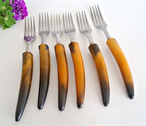 Bakelite Forks Mid Century Knife Flatware Cutlery Set Etsy Canada