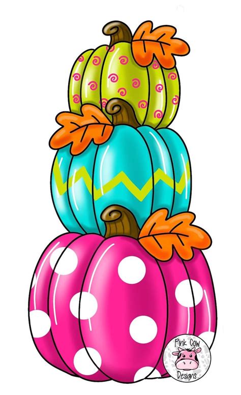 TEMPLATE Stacked Pumpkins Neon Pumpkins Fall Door Hanger Template