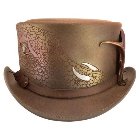 Draco Leather Top Hat Steampunk Hatter Usa Leather Top Hat Leather