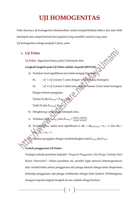 Rumus Manual Uji Homogenitas Pdf