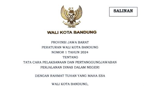 Peraturan Wali Kota Bandung Nomor Tahun Tentang Tata Cara