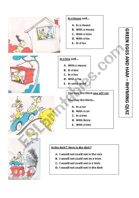 Green Eggs And Ham Worksheet For Preschoolers