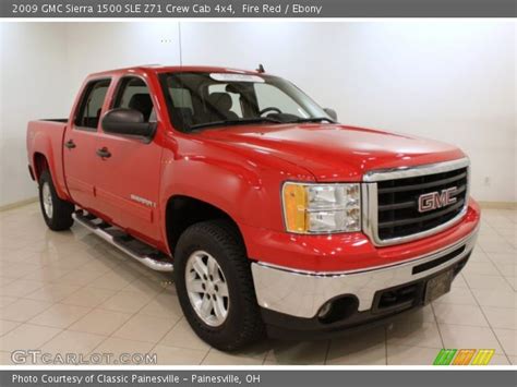 Fire Red 2009 Gmc Sierra 1500 Sle Z71 Crew Cab 4x4 Ebony Interior